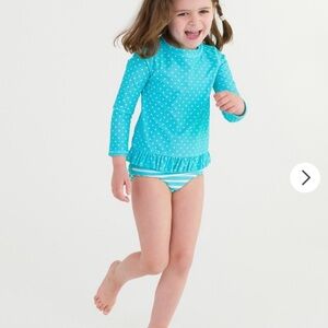 Ruffle Butts Aqua Heart Kids Swim Set Size 5